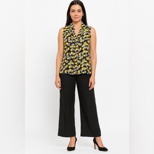 TRISTAN Easy Care Poly Sleeveless Split Vee Neck Career Blouse US Sz S